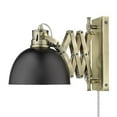 thumbnail image 5 of 1 Light Articulating Wall Sconce-Matte Black Finish-Aged Brass Shade Color Bailey Street Home 170-Bel-4362054, 5 of 9