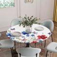 thumbnail image 5 of Blue Red Spring Floral Round Tablecloth for 36-44 Inch Tables,Fitted Table Cover with Elastic Edge,Pastoral Flowers Butterflies Watercolor Waterproof Outdoor Table Cloth Protector for Patio Dinner, 5 of 9