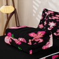 thumbnail image 5 of Erosebridal Kawaii Axolotl Zipper Twin Comforter Sets with Fitted Sheet and 2 Pillowcases,Strawberry Heart Print Zipper Bedding Set For Girls,Black Reversible,4pcs, 5 of 7