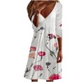 thumbnail image 1 of Vestido de jersey con cuello en V y manga larga estampado a la moda para mujer Fridja  yut4412, 1 of 5