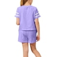 thumbnail image 2 of Langwyqu Stripe Sleeve Girls 2 Piece Outfits Kids Casual Sport Sets For 4-15 Years, 2 of 5