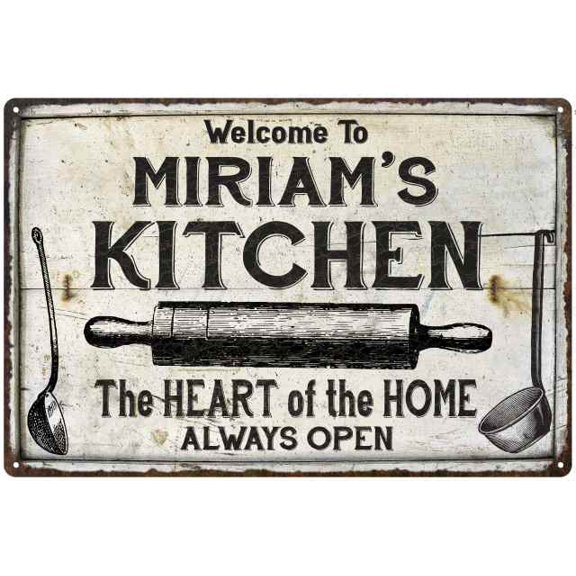MIRIAM'S Kitchen Farmhouse Sign Gift 8x12 Metal 108120033288