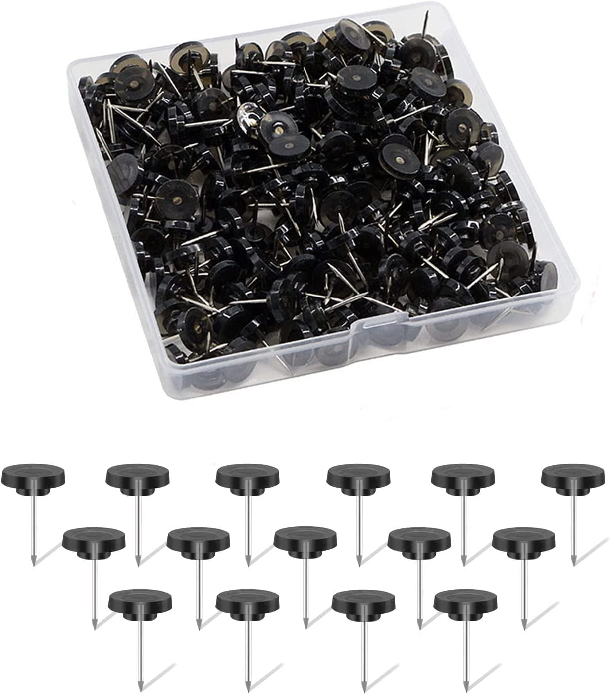 Black Push Pins for Cork Board,Flat Thumb Tacks for Wall Hangings,120