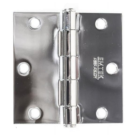 Emtek 91013US26 3.5 x 3.5 in. Square Steel Residential Duty Hinges, Bright Chrome - Set of 2
