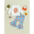 thumbnail image 2 of Cenuakty Girls Halloween 3PCS Pants Sets, Long Sleeve Letter Print Sweatshirt Pumpkin Pie Print Flared Pants Headband Sets, 2 of 9