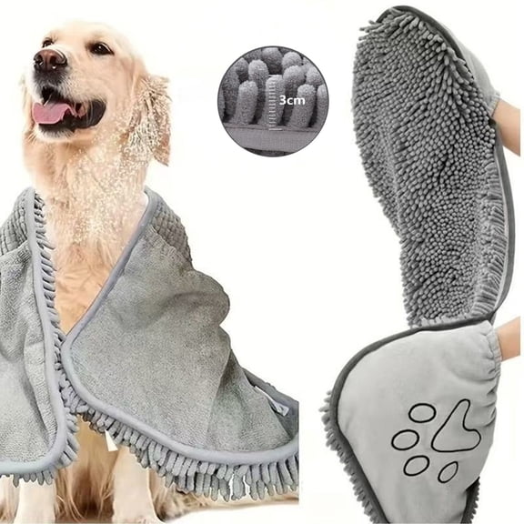 SXlianshun Microfiber Dog Bath Towel Super Absorbent Dog Towels for Drying Dogs Large & Small, Quick Dry Pet Towel with Hand Pockets, Soft & Durable Puppy Towel, Machine Washable Grey