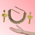 thumbnail image 3 of athizay Gold Jewelry Sets for Women Ethnic hasli Necklace Set with Earrings Matte Golden Finish and Texture Traditional Choker Set., 3 of 5