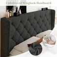 thumbnail image 4 of iPormis Full Size Bed Frame with Upholstered Wingback, Platform Bed Frame with Diamond Button Tufted Headboard, 8" Under-Bed Space, Sturdy Wooden Slats, Noise-Free, No Box Spring Needed, Dark Gray, 4 of 7