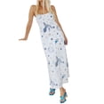 thumbnail image 6 of Franhais Women Long Slip Dress, Adults Casual Printed Boat Neck Spaghetti Strap One-piece, 6 of 9