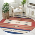 thumbnail image 2 of SAFAVIEH Montauk Benson Southwestern Cotton Area Rug, Blue/Red, 6' x 6' Round, 2 of 9