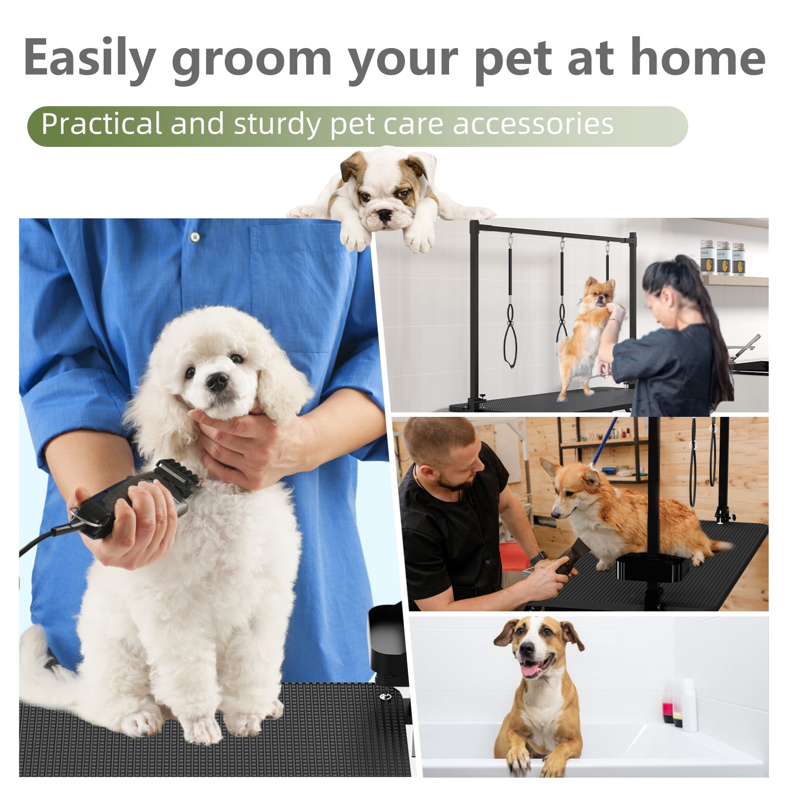 47" Large Dog Grooming Table X-Lift Foldable Grooming Table for Dogs at Home Adjustable Height Arms Pet Station with Nooses, Tool Organizer - Black