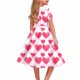 thumbnail image 3 of Vestido de manga corta con cuello en V para niña, estampado de manga corta, falda con cuello doblado y cintura mediana y grande, de poliéster., 3 of 6