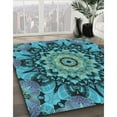 thumbnail image 2 of Ahgly Company Indoor Rectangle Patterned Bright Turquoise Blue Area Rugs, 3' x 5', 2 of 6
