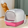 thumbnail image 6 of Hooded Cat Litter Box Litter Pan Large Space Enclosed and Covered Cat Toilet Pink, 6 of 9