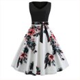 thumbnail image 2 of Vestido de columpio sexy sin mangas con cuello en V estampado vintage de moda para mujer Fridja  hj4678, 2 of 7