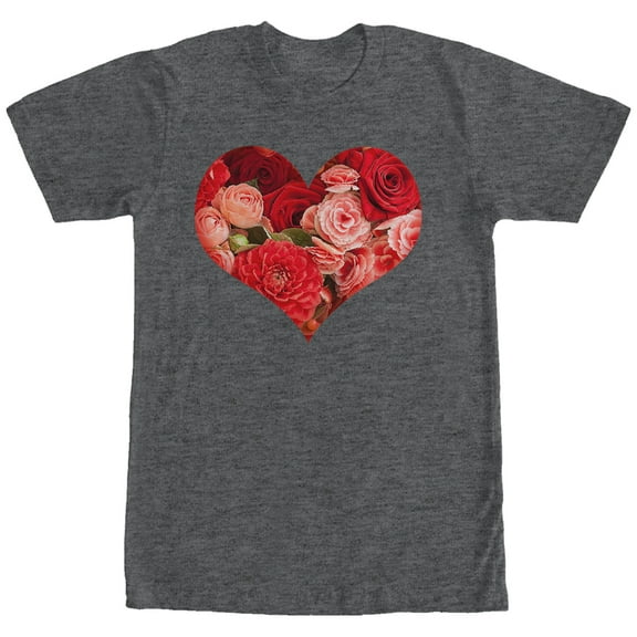 Men's Lost Gods Floral Print Heart Graphic Tee Charcoal Heather Small
