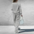 thumbnail image 4 of longantii 2 Piece Sets for Women Casual V Neck Sweatshirt Wide Leg Pants Lounge Sets Baggy Comfy Tracksuit Knit 2025 Fall Winter Matching Set Gray XXL, 4 of 7