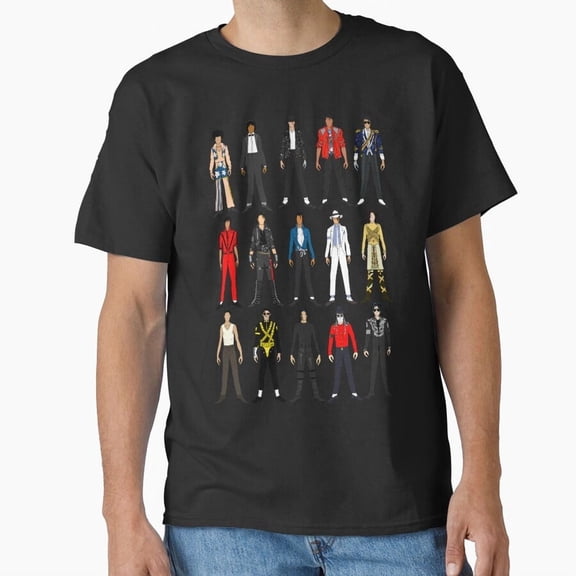 Outfits of King Jackson Pop Music Fashion History Graphic H43013 T-Shirt, for Men and Women, Up to Size 5XL