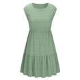 thumbnail image 5 of Summer Dresses for Women Casual V Neck Sleeveless A Line Midi Dress Solid Color Flowy Vacation Sundress S-2XL, 5 of 8