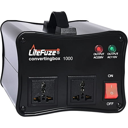 LiteFuze convertingbox 1000-Black 1000 Watt Auto Voltage Converter Transformer - Light Weight - Step Up/Down