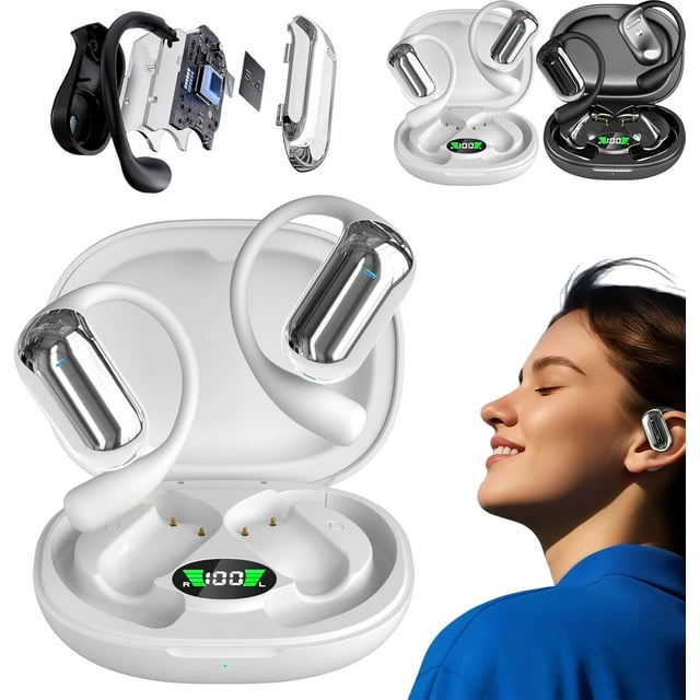 Real-Time AI Translation Earbuds for Travel & Business, AI Translator Device Supports 144 Languages, Wireless Conversation Earbud with Charging Case (White)