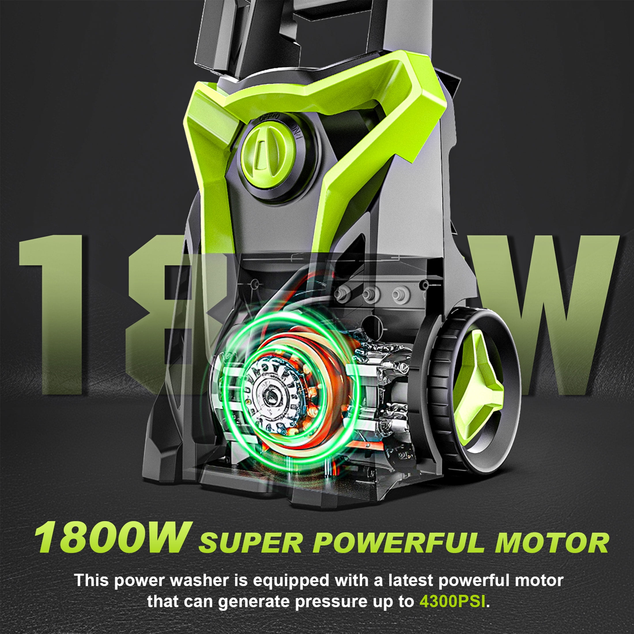 Gisam Electric High Pressure Washer, 4300 PSI 2.5 GPM, with 4 Quick Connect Nozzles, Foam Can,  for Cars/ Fences/ Driveways/ Patios / Home Cleaning