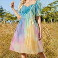 thumbnail image 6 of Colorful Tie Dye Vortex Women's Summer Short Sleeve Casual Dresses Floral Party Dress, 6 of 7