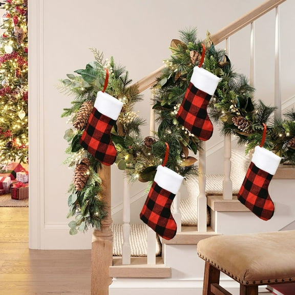WEGFTDUOP Christmas Decorations Red And Black Checkered Checkered Christmas Socks Hanging Decorations Gifts Candy Bags Pendants
