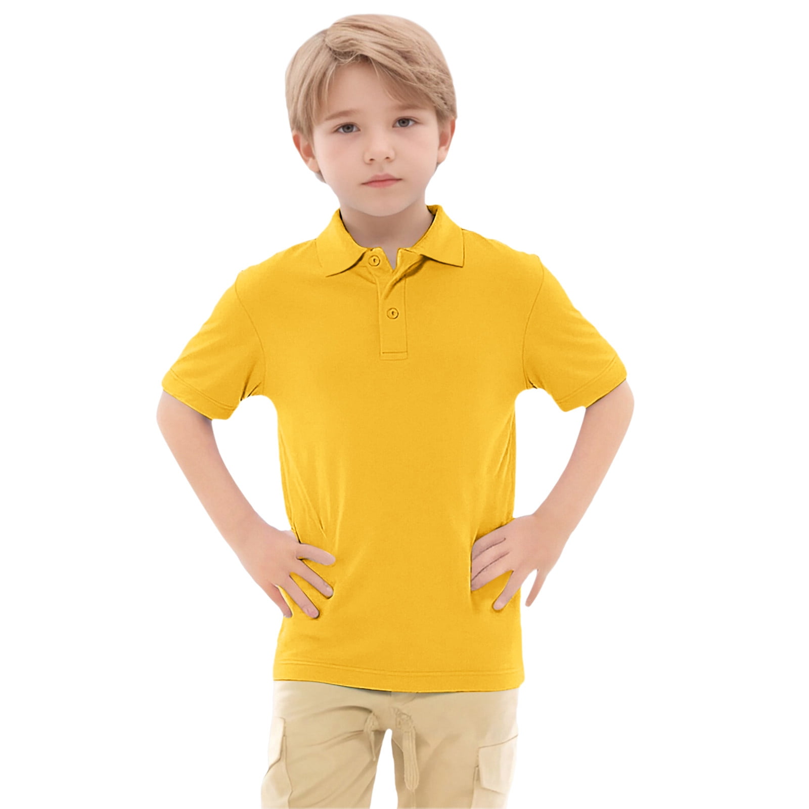 Luvoko Big Boys Golf Polo Shirts,Solid Color Print School Uniform