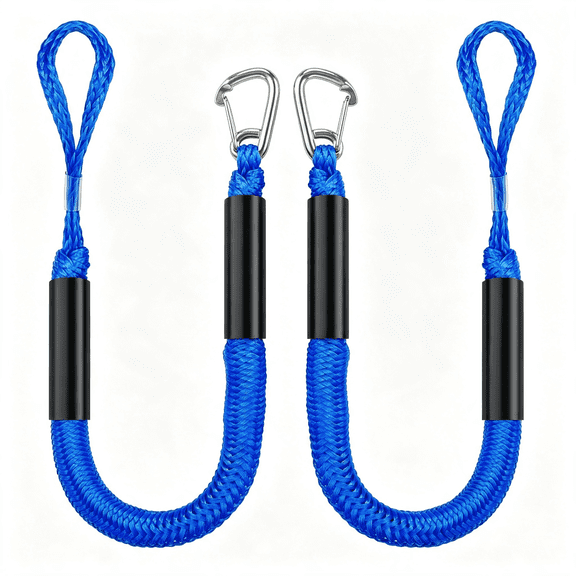 MISSMILE Boat Bungee Dock Lines,2 Feet Pwc & Jet Ski Dock Line,Heavy-Duty Mooring Ropes for Docking,Pack of 2 Heavy Duty Boat Tie Off Ropes