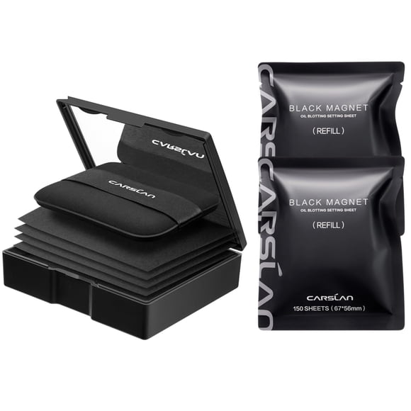 Papel secante de maquillaje CARSLAN Black Magnet con polvo, 450 hojas