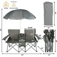 thumbnail image 2 of LAZZO Outdoor Double Camping Chair with Umbrella, Portable Folding Beach Chair with Cup Holder, Built-in Cooler and Carry Bag, Gray, 2 of 7