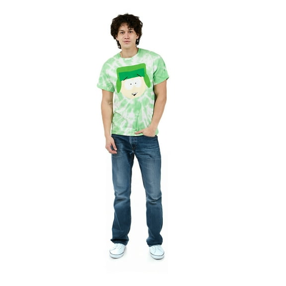 South Park Kyle Adult Green Spiral Tie Dye Short Sleeve Tee - Medium