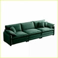 thumbnail image 3 of Mid-Century Modern 3-Seater Sectional Sofa – Green Corduroy Fabric with 5 Pillows for Living Room Style & Comfort, 3 of 14