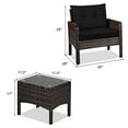 thumbnail image 2 of Gymax 3PCS Rattan Patio Conversation Furniture Set Yard Outdoor w/ Black Cushions, 2 of 10