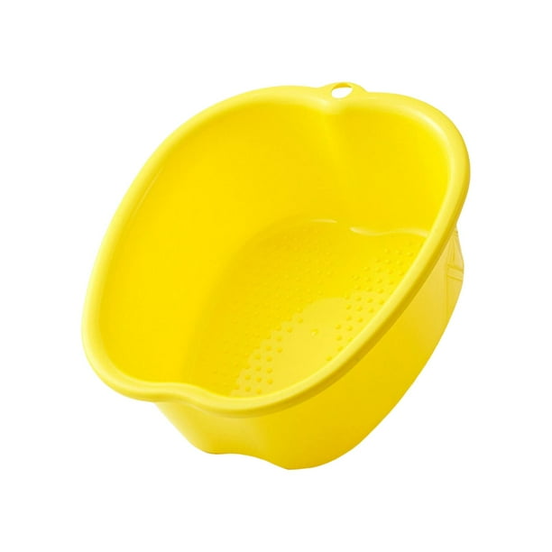 Bañera de pies con orificio para colgar, baño de pies portátil de plástico, lavabo de spa, lavabo para pies Amarillo