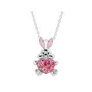 Women's Crystaluxe Bunny Heart Pendant Necklace with Crystals in Sterling Silver