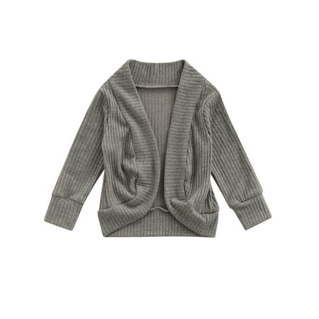 

Yinyinxull Toddler Baby Girls Knitted Cardigan Solid Long Sleeve Sweater Open Front Cardigan Autumn Outwear Gray 4-5 Years