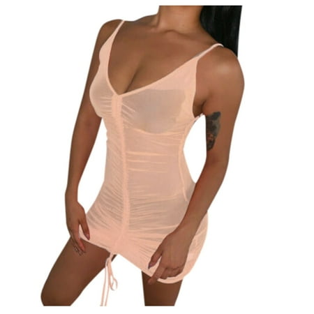 Lingerie For Women Naughty Sheer Mesh Holiday Summer Beach Bod-Ycon Party Mini Neon Dress Nightwear Chemise Nightie