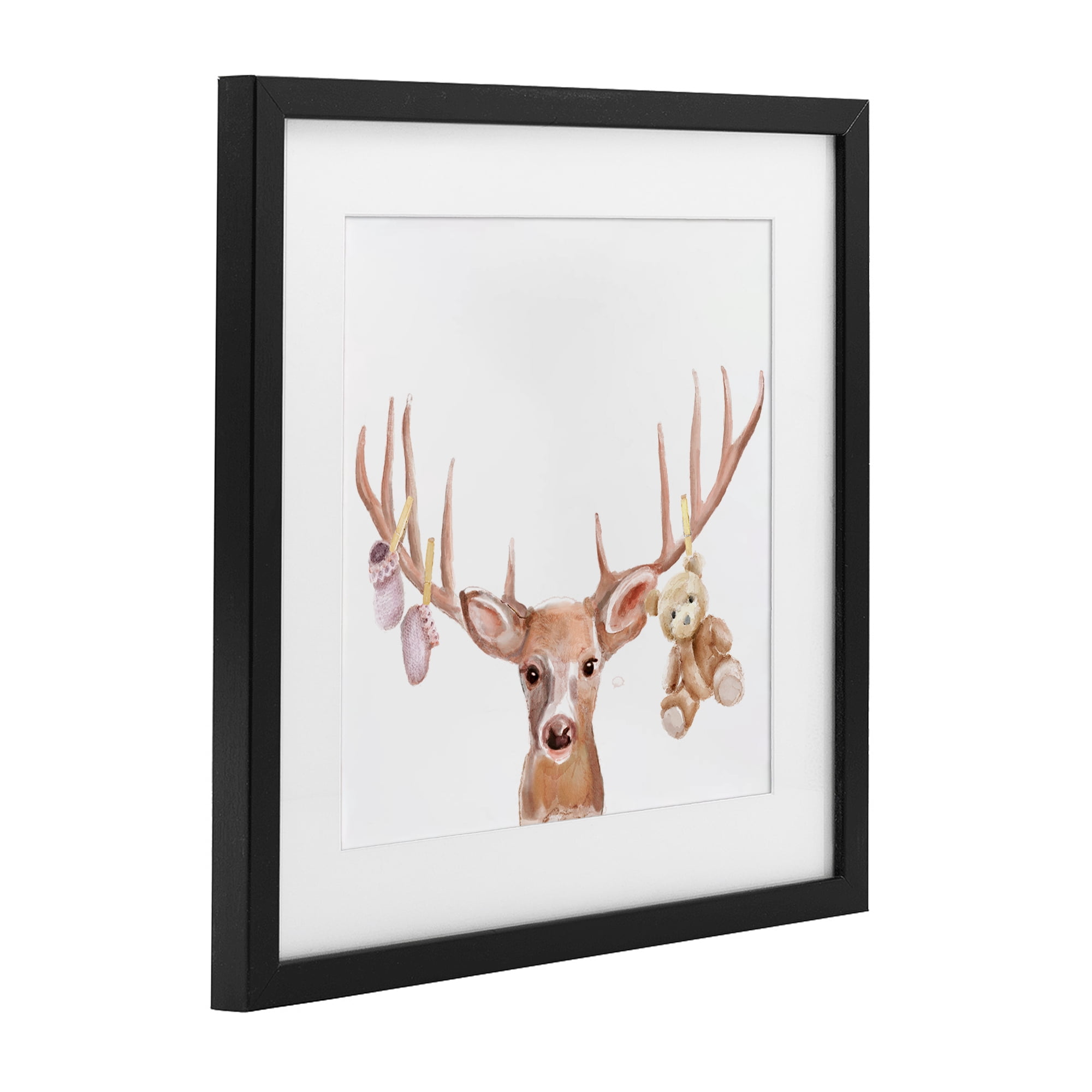 Stupell Industries Baby Girl Deer Antlers Black Framed Print Under Glass, design by Ali Lynne