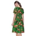 thumbnail image 2 of Bixox Robe d'Été à Manches Courtes pour Femmes Robe Ample Longueur Genou avec Poches-Flamant Rose, 2 of 7