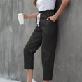 thumbnail image 5 of Idoravan Women's Plus Size Pants Clearance Women Casual Solid Pants With Pocket Comfortable Tie Nine-point Pants, 5 of 9