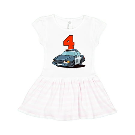 

Inktastic 4th Birthday Police Car Gift Toddler Girl Dress