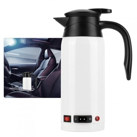 

Portable Electric Kettle Cigarette Lighter 800ml High-Capacity Kettle Easy To Operate For Travel Outdoor Car Use White