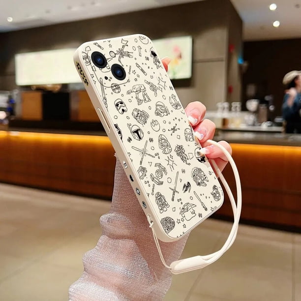 Funda de teléfono Star Wars para iPhone 15 14 13 12 11 Pro Max Mini X XR XS MAX Plus Fundas de silicona con correa de mano