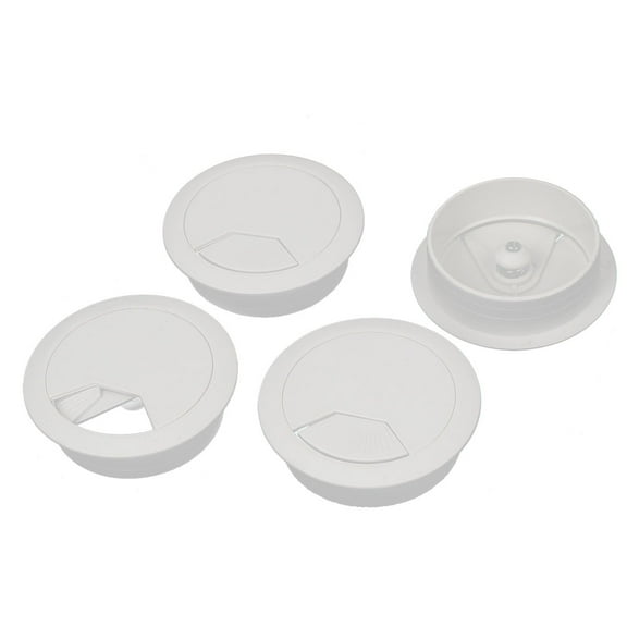 Home Office Computer Desk Plastic Cable Hole Cover Grommet White 53mm Dia 4 Pcs