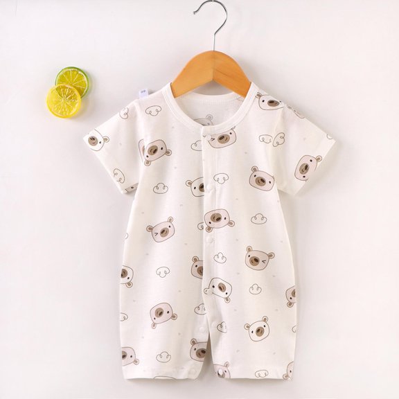 Bnwani 1PC Baby Girl Bodysuits Baby Short-sleeved Fart Thin Bag One-piece Clothes Newborn Climbing New Spring , Size 59
