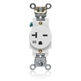 thumbnail image 1 of Leviton Tomacorriente de receptáculo único resistente a la intemperie 20 amperios 250 voltios Especificación industrial de servicio pesado Grado de cable posterior o lateral Conexión a tierra automáti, 1 of 1