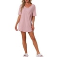 thumbnail image 2 of INSPIRE CHIC Women's T-shirt Nightgown V Neck Sleepshirts Comfy Oversized Nightshirt S Pink, 2 of 6