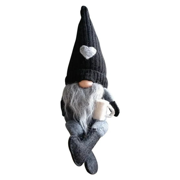 Coffee Gnomes Plush Coffee Bar Decoration Gift, Knit Swedish Tomte Gnomes Scandinavian Figurine Dangle Leg Shelf Sitters Farmhouse Home Decor